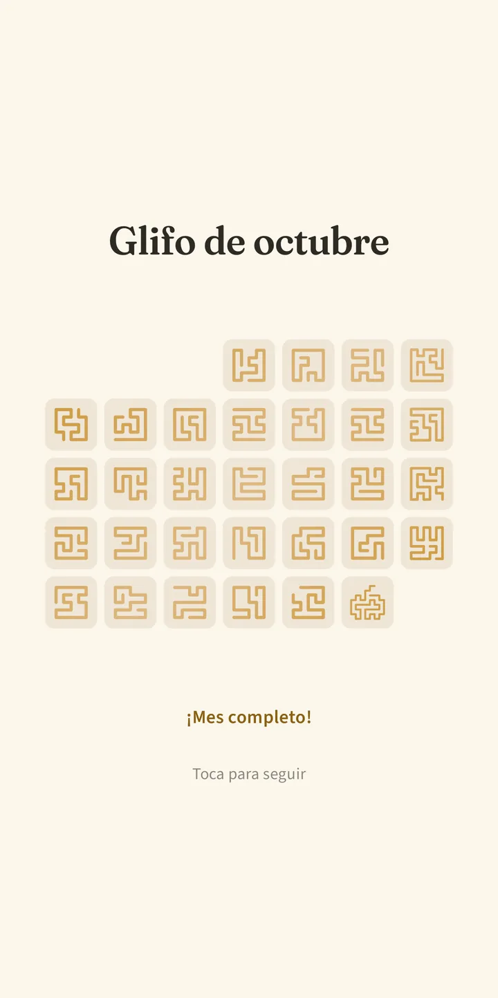 El glifo del mes de octubre, completo y en oro